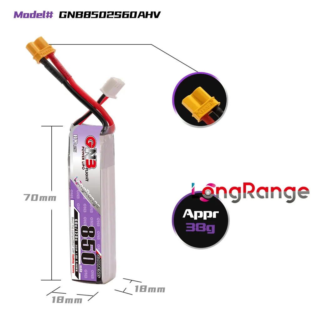 가오넹 GNB 리포 배터리 850mAh 2S 7.6V  - Drone Battery Li-Ion 리뷰 및 가격